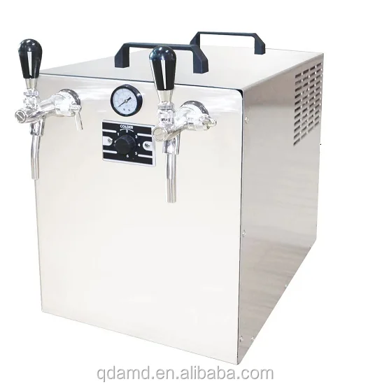 Countertop dry cooling beer dispenser chiller with double tap for instant cold draft beer cooler