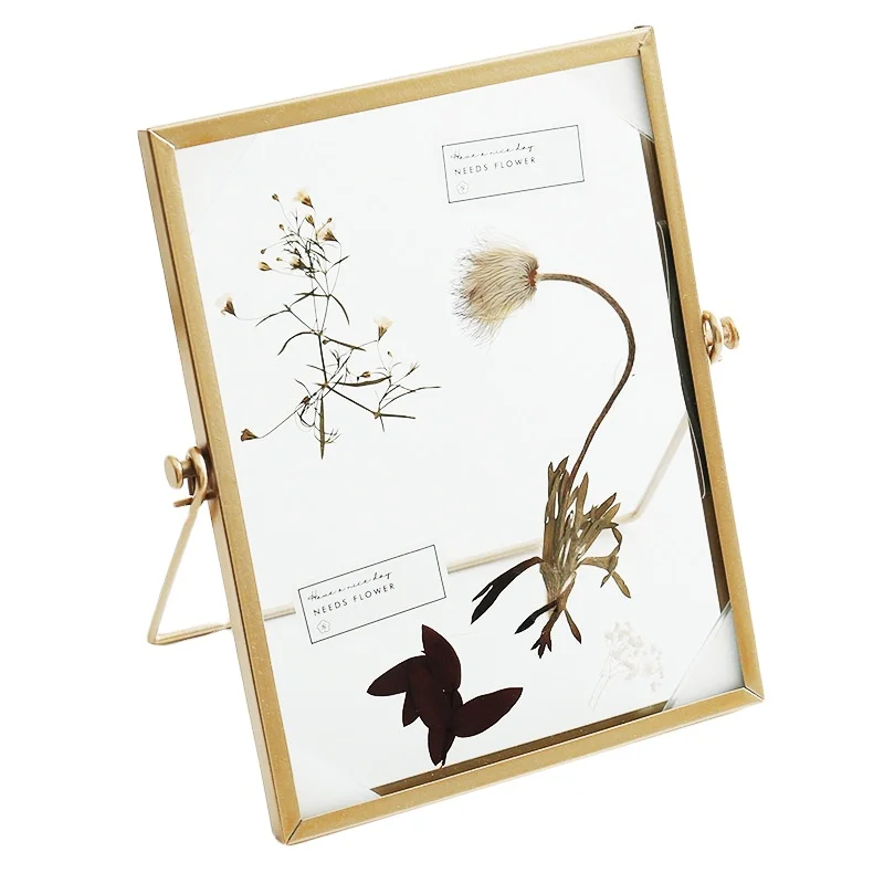 Herbarium photo frame vintage embossed metal 4 inch 6 inch glass decorative photo frame