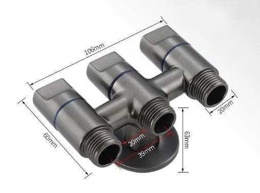 NESANA7 All copper one in three out Angle valve three control four way faucet three outlet water valve