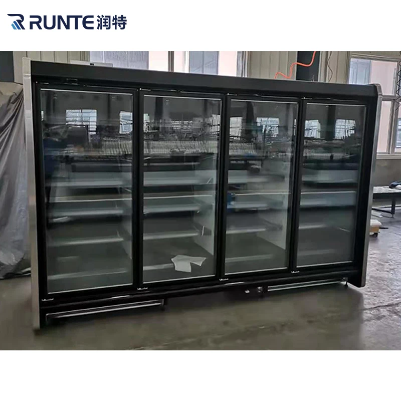 Supermarket 220 380 400V Single-Temperature Display Cooler 400V Glass Door Refrigerator Cooling Display Freezer for Drinks