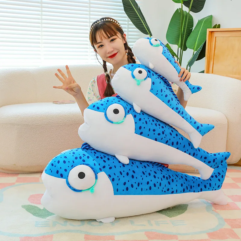 New giant stuffed animal toy sea ocean animal submarine activity moscot doll soft 80 110cm salted fish Blue fish Plushies Toy