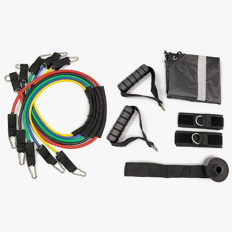 Fitness wholesale custom logo high quality latex 11pcs resistance bands set for workout gym equipment