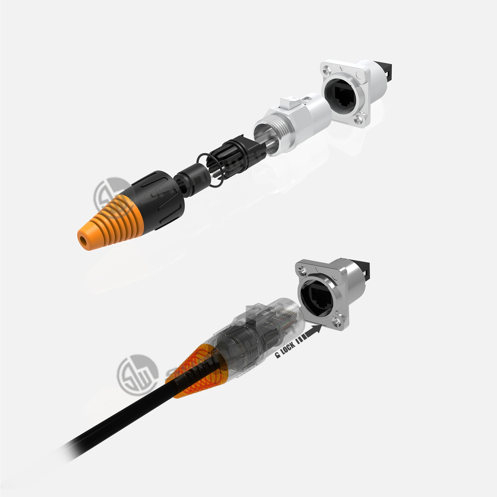 Наружная Cat5e металлическая кнопка D стиль Rj45 Ip65 Водонепроницаемый гнездовой