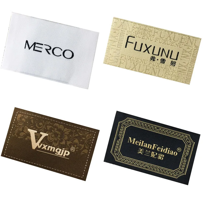 Custom Private Logo Neck Woven Clothes Tags Labels For Clothing Custom