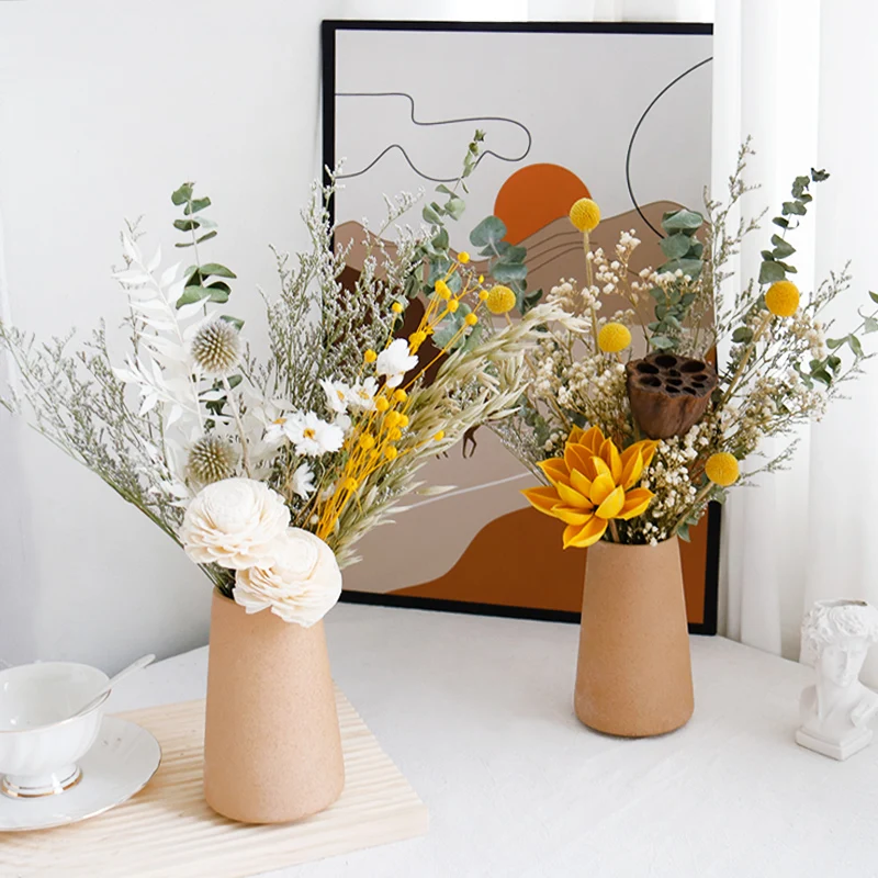 BJ-016 wholesale luxury natural wedding centerpiece eucalyptus leaves dry flower bouquet for home decoration