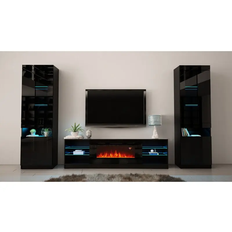 Hot Sale Modern Cheap Led Lights 85 Inch Universal Design Living Room Furniture Center Fire Place With Tv Stand