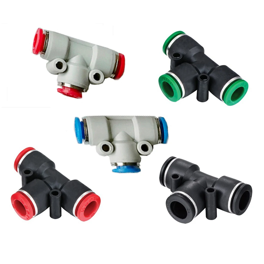 Красные, синие, белые, оранжевые, черные, тройник 3 Way 6 мм пластиковых штуцера пробки, Пневматический воздушный шланг фитинги Трехходовой фитинги для труб