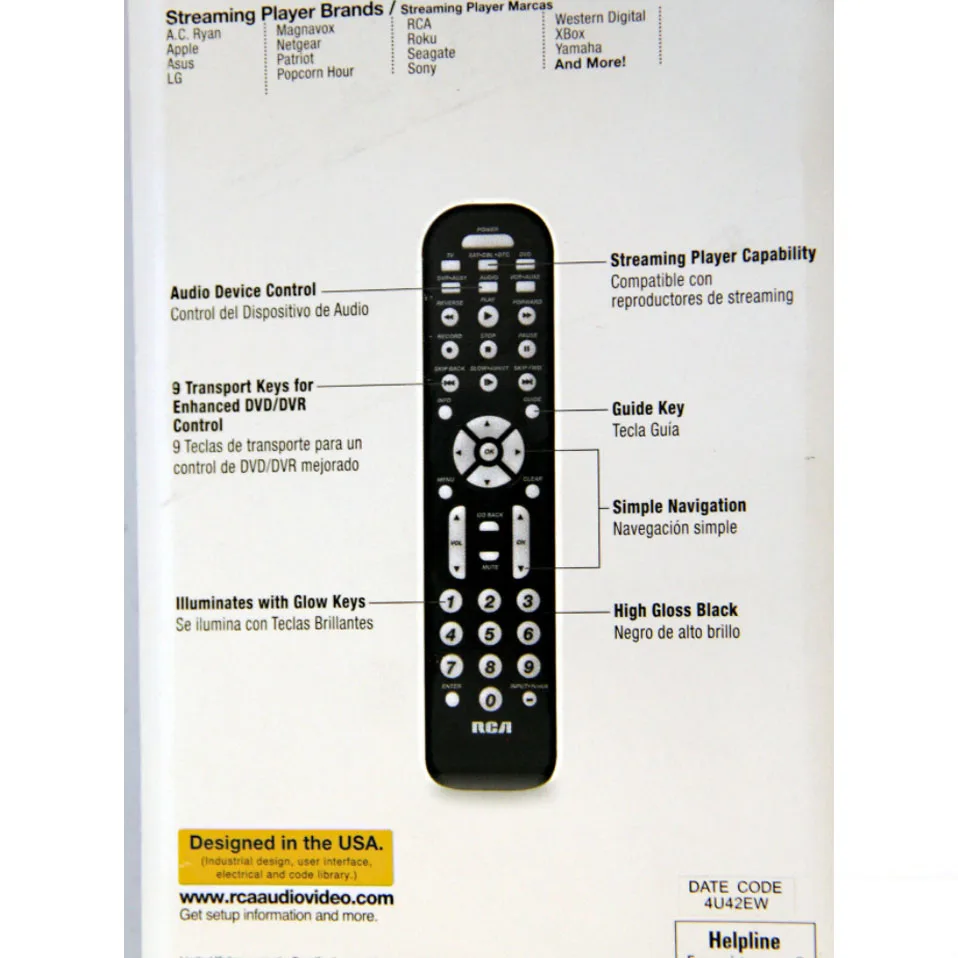 RCA RCR6473Z 6 device Universal remote control TV DVD Stream box