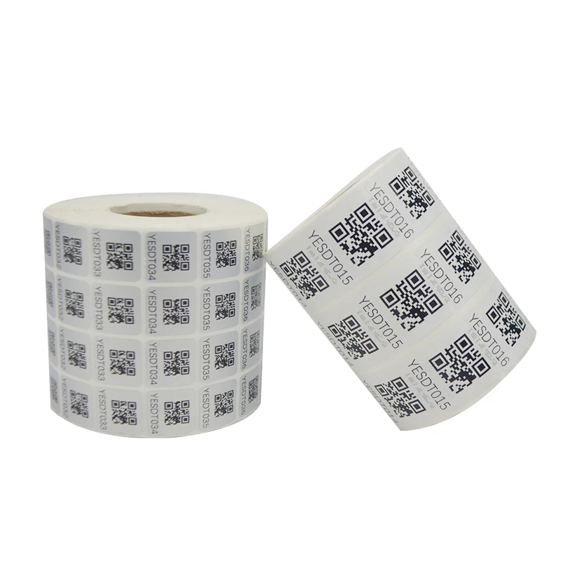 Custom serial number barcode printing label stickers, random security number QR Bar code printed sticker roll