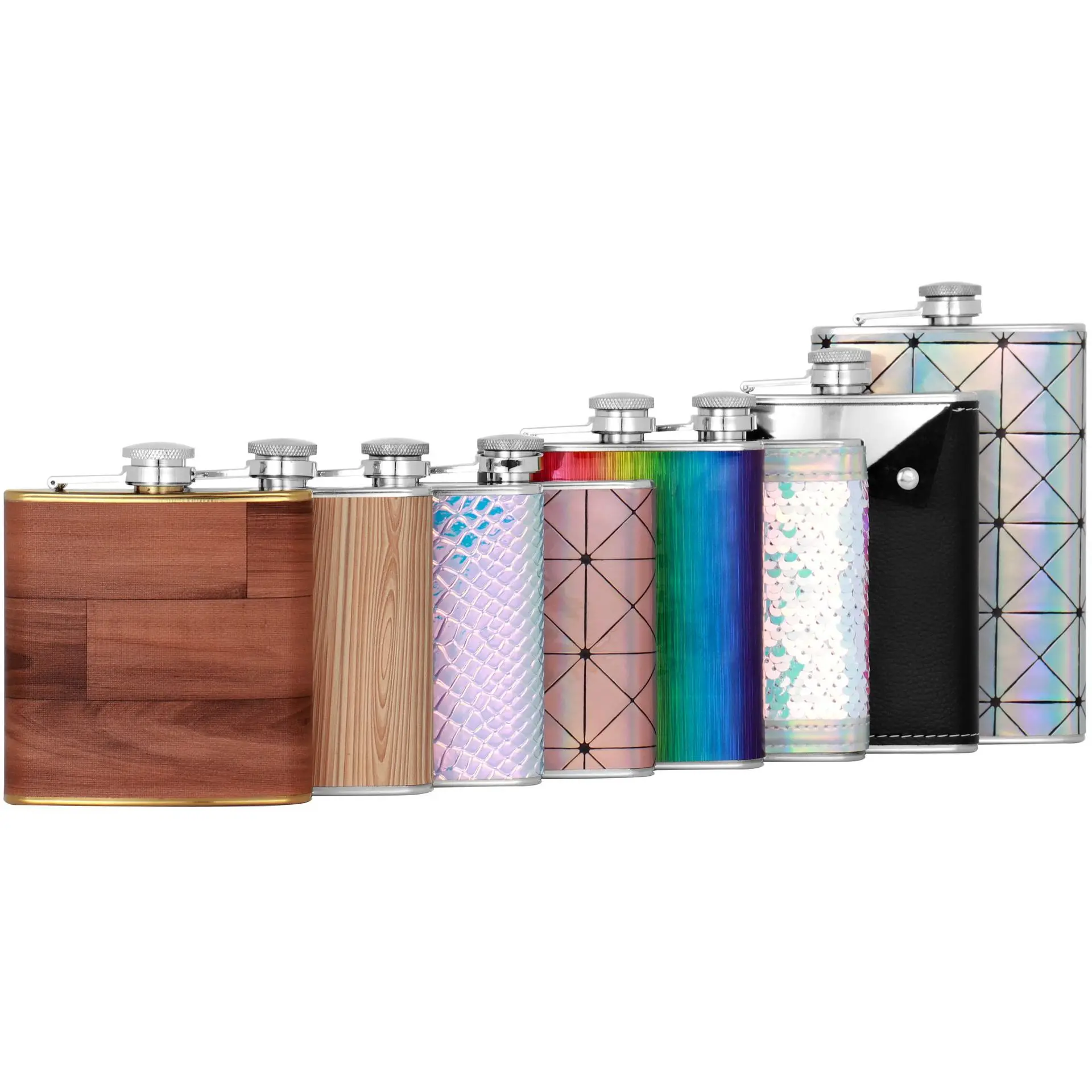 JS 2023 Wine Bottle 304 stainless Steel Square PU Wine Set Vodka Russian Portable Wine Bottle Custom Stainless Steel Hip Flasks