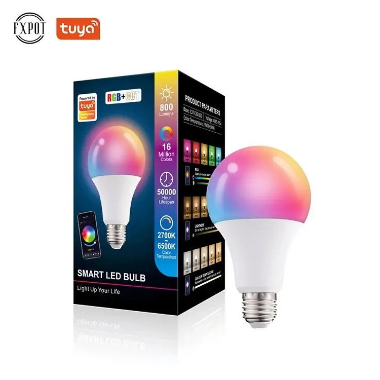 Оптовая продажа заводская цена E27 E26 B22 RGB умный Домашний Светильник Tuya Wifi Беспроводная Светодиодная лампа умная лампа с alexa