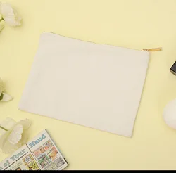 Natural Canvas Cosmetic Pouch Cotton Zipper Pouch Travel Makeup Storage Bag Small Cosmetic Bag For Packaging