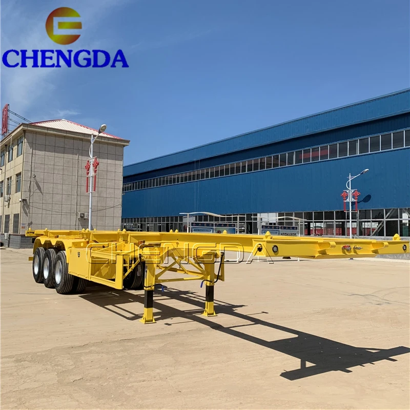 China Low Price Heavy truck 40FT 45FT container trailer 3 axle skeleton semi trailer