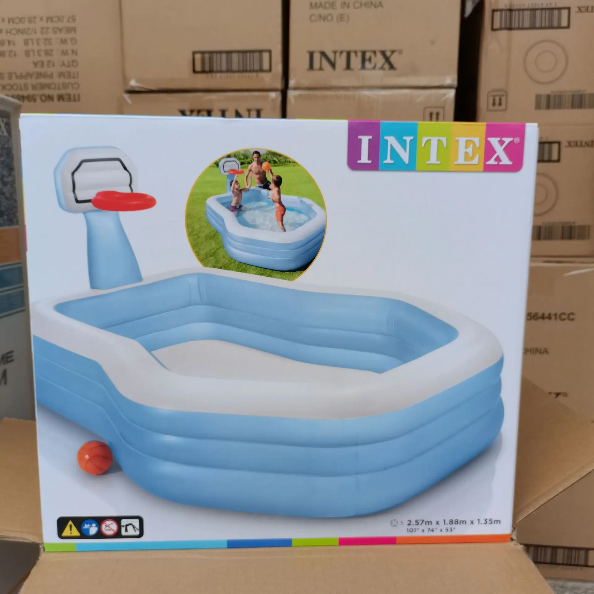 INTEX 57183 Stocked Inflatable Basketball Shooting Frame Swimming Pool for Children Outdoor Playing