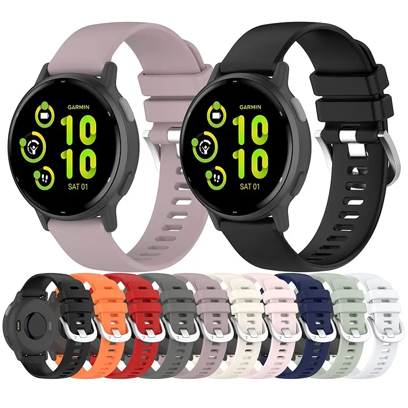 Eraysun Colorful Liquid Silicone Strap Steel Buckle Soft Rubber Waterproof Fashion Smart Watch Band For Garmin vivoactive5