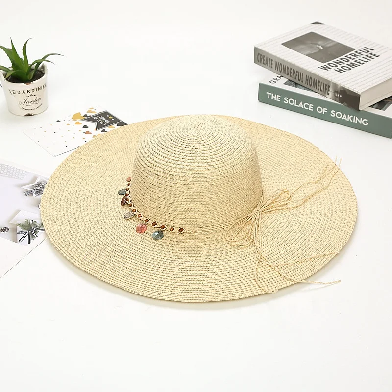 New Hot sale Beach Sun Protection Straw Hat Adjustable Beach Hat Large Sunshade Holiday Travel Sun Hat