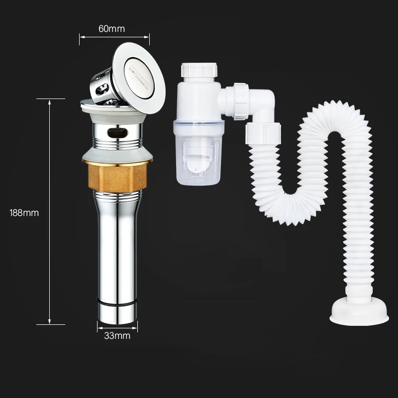 Balcony Transparent Cup Drain Hose Fittings Odor-proof Basin Telescopic PVC Sewer Bathroom Basin Bottle trap Waste pipe