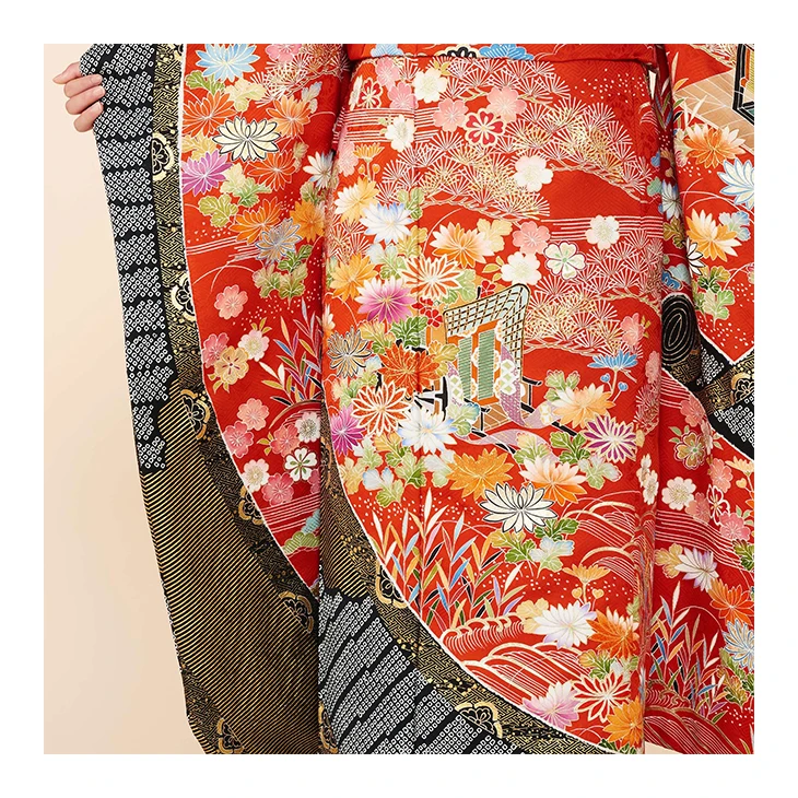 Silk goshodoki handmade spring floral chiffon long kimonos for women