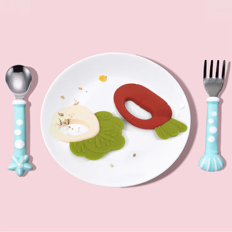 Soft silicone Vegetables teether Cauliflower and Carrot Teether for baby Chew Charms Kids Teething Gift Toddler Toys