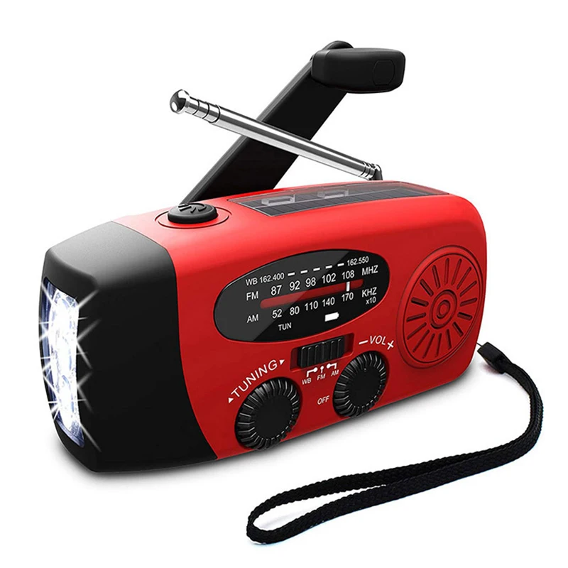 Portable crank radio AM/FM Weather Radio with LED Flashlight power bank solar emergency aircraft radio