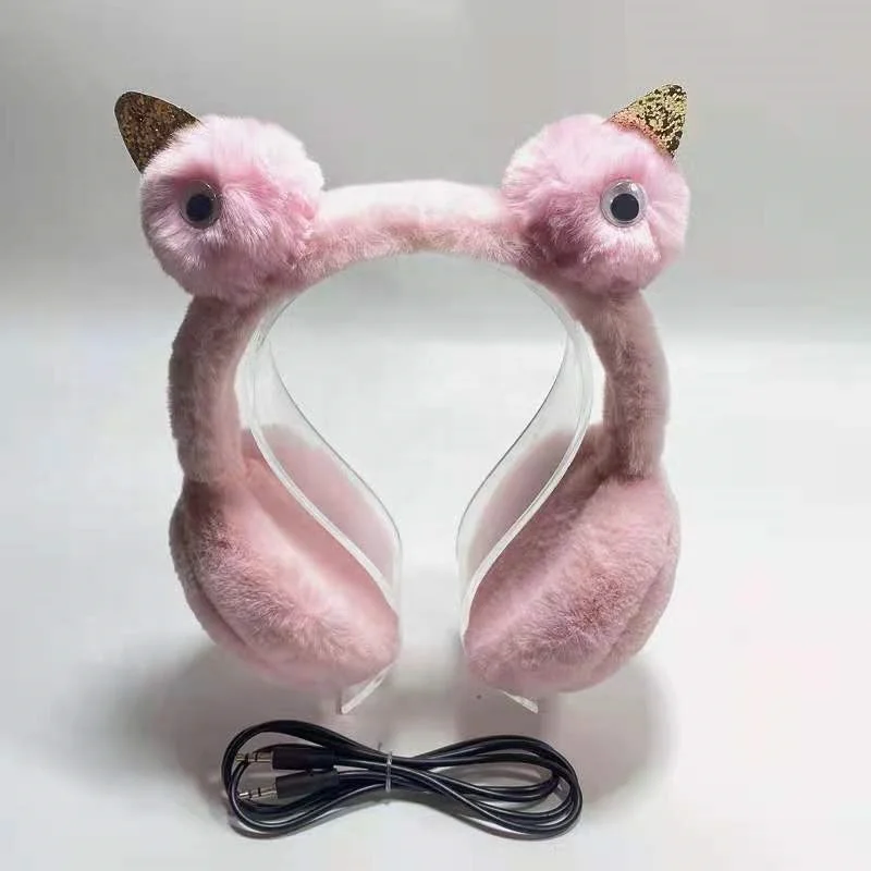 Cute Animal Shape Christmas Gift 2 In 1 Winter Warm Fluffy Plush Earmuff Headphones