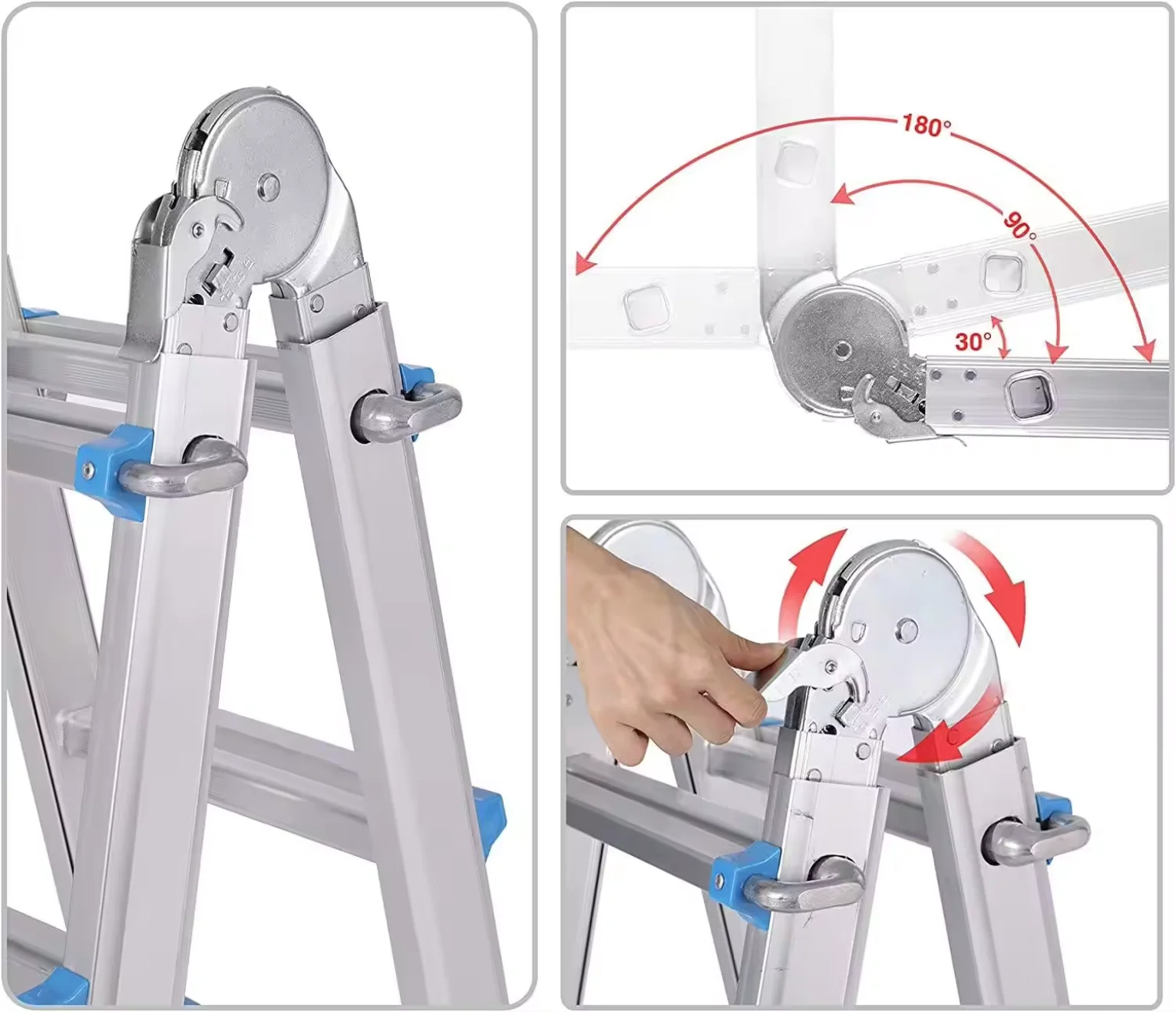 E N131 high Quality Portable Aluminium Step Ladder Multi functional Folding Ladder Hinge Multi Purpose Ladder