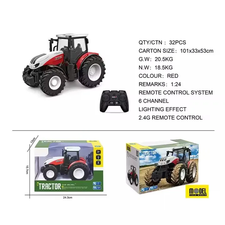 1/24 4WD 6CH RC Farmer Car Multi-fuction Farm Remote Control Truck RC Tractor Toy Farmer Truck Vehicle