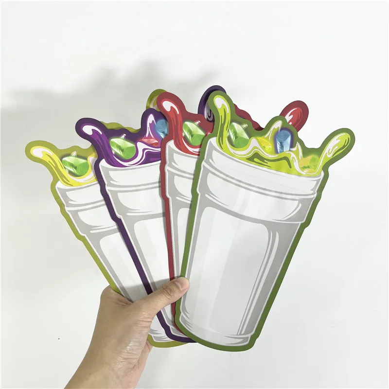 Special shape plastic die cut mylar bags custom design 3.5g smell proof ziplock bag