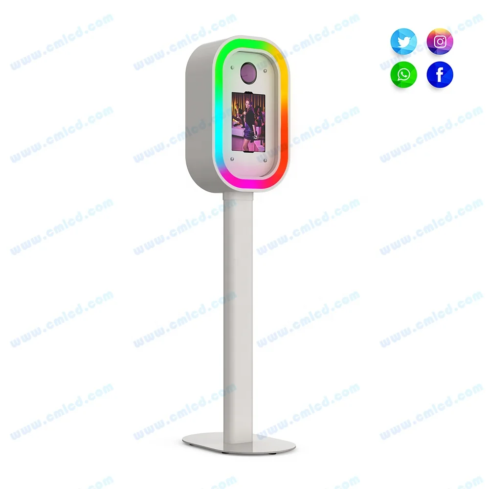 Portable Ipad Dslr oval Photo Booth With Music Light 10.2'-12.9 Inch Ipad wedding Photo Booth Shell With Flight Case