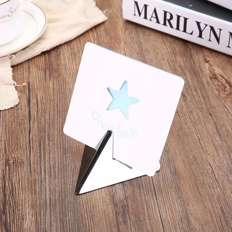 Morden Cuboid Stainless Steel Concise Card Holder Menu Stand Holder Postcard Photo Picture Display Stand for Desk
