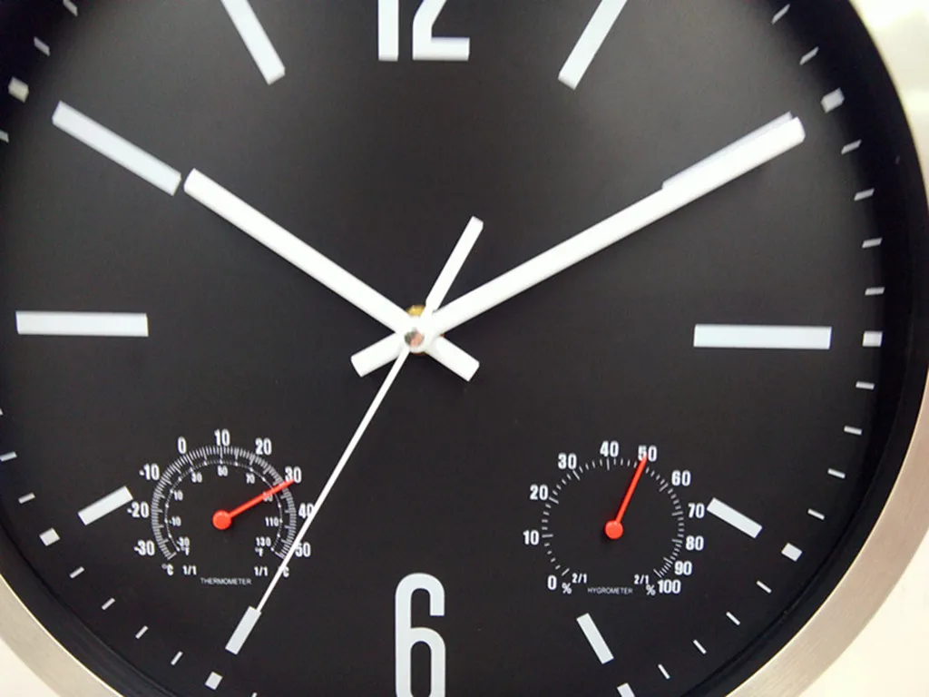 12 inch Aluminum Metal Frame silver Wall Clock for Living Room