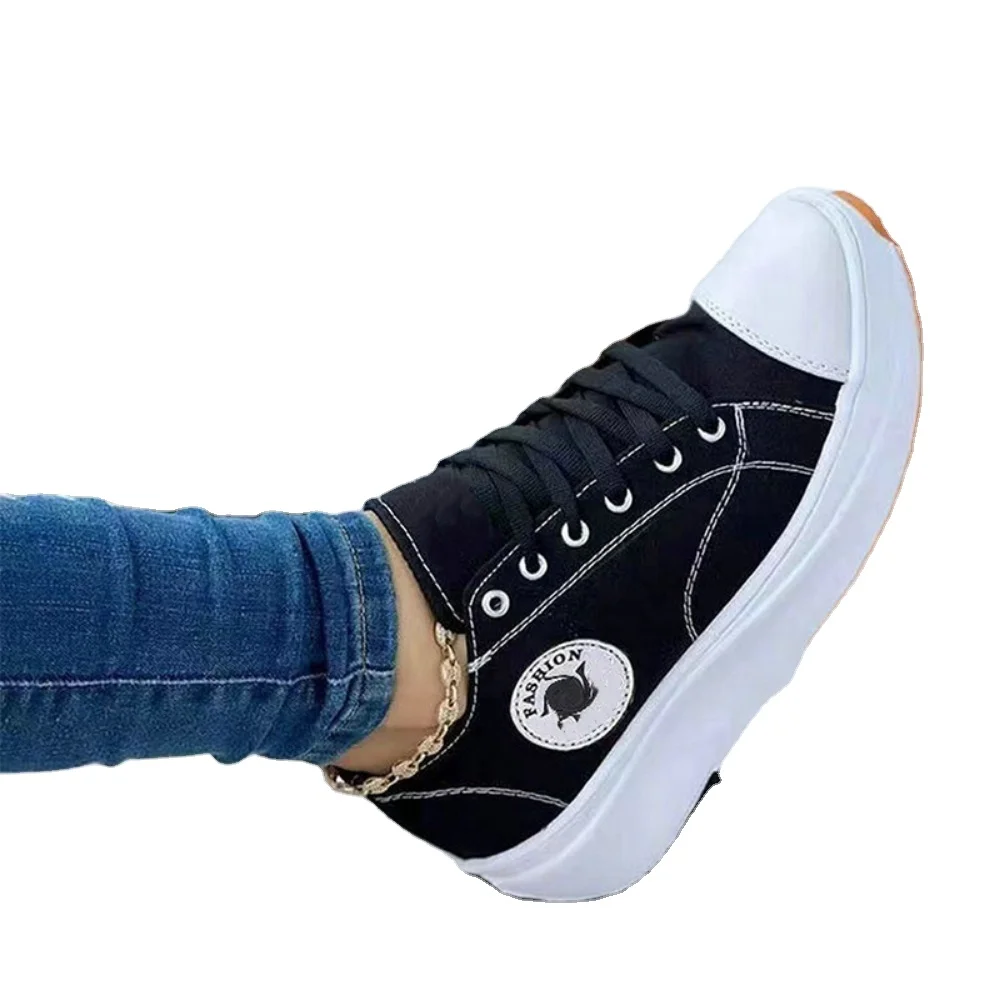Women Canvas Shoes Platform Sneakers Classic Solid Lace-up Dropshipping china to usa canada uk france