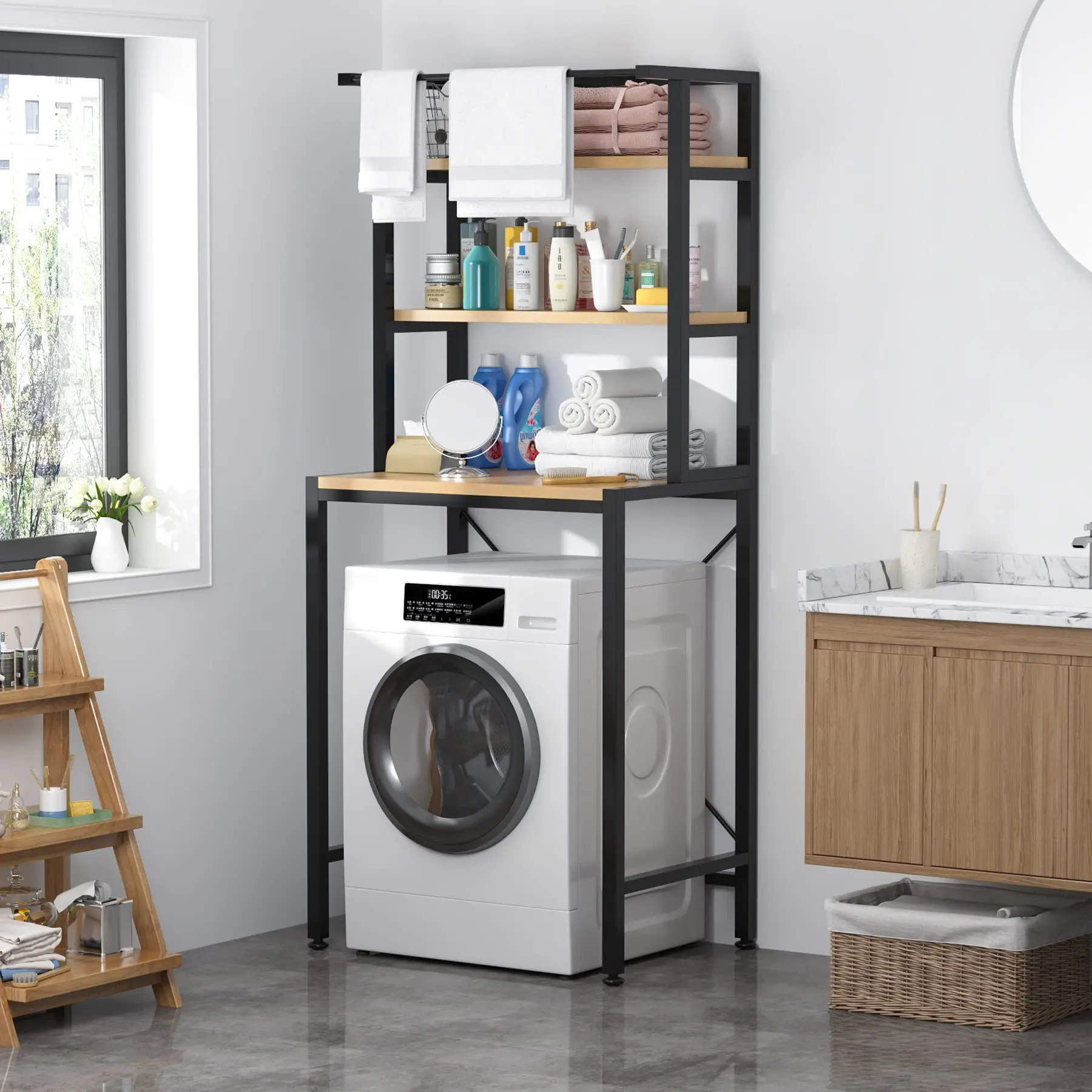 Storage Cabinet for Laundry Rack Bookshelf with Wheels Bookshelf display Space saving Decorate Wall Shelf Used Living Room