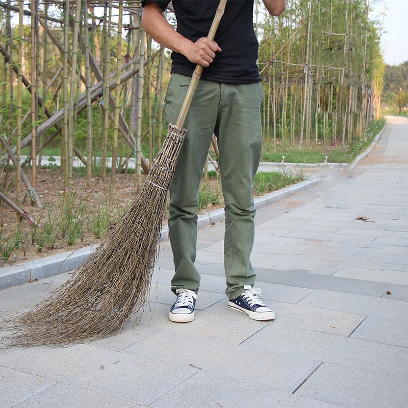 China Manufactures Garden Long Handle Bamboo Leaf Hand Broom And Dustpan Halloween Witches Broom Wholesale