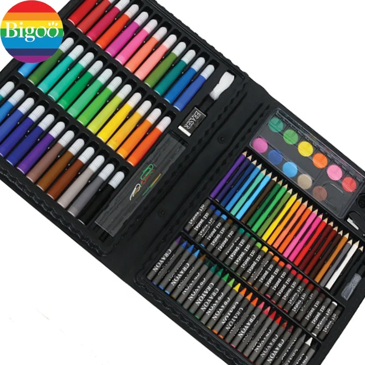 Cheap art supply drawing set of 150pcs arts crafts painting drawing coloring art set with gift pp box for kids and school