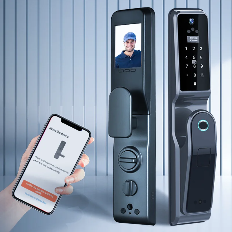Smart Digital Camera Face Tuya Wifi Cerraduras Electronic Inteligentes Fingerprint Security Digit Aluminum Door Lock