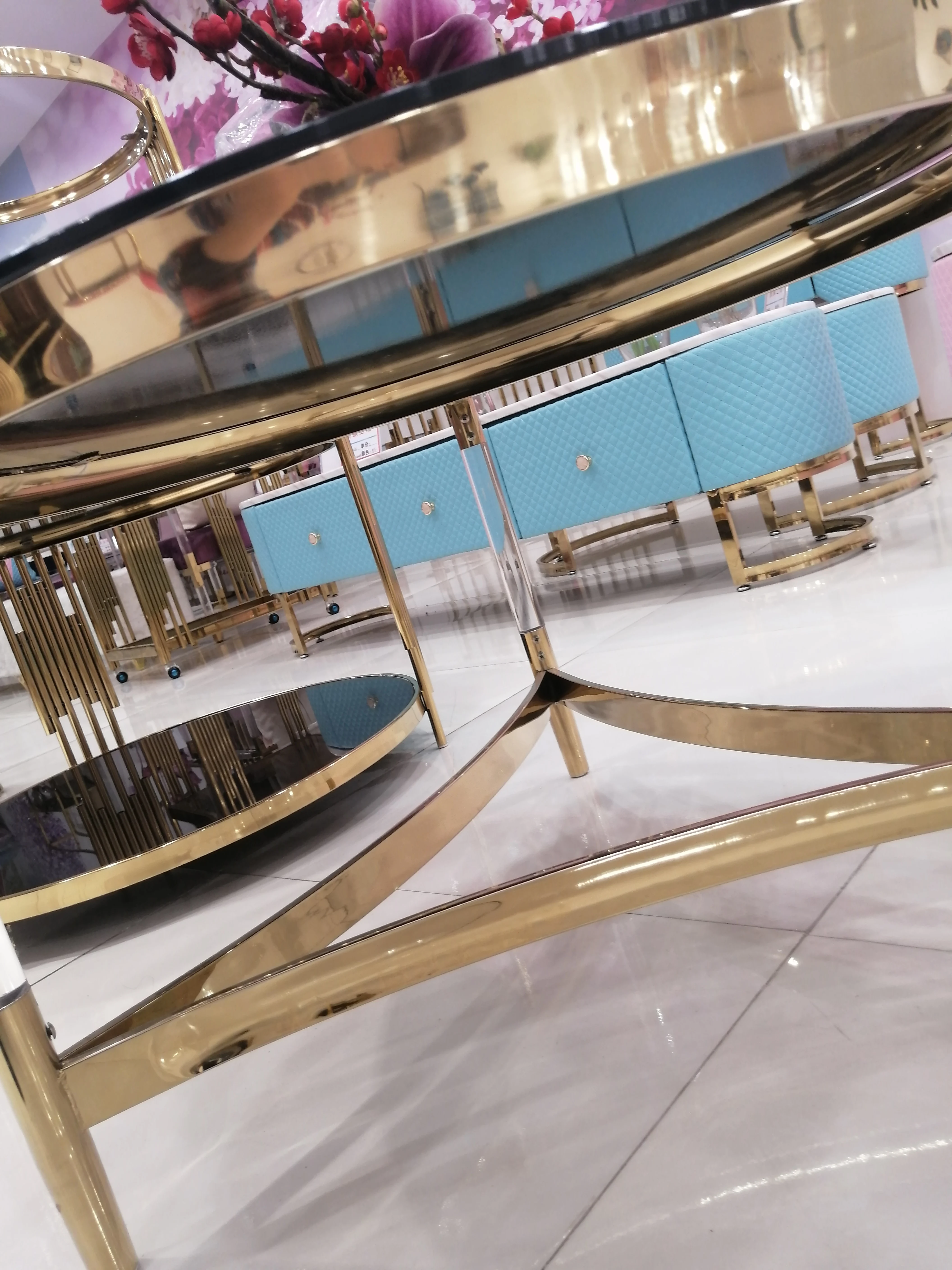 New Design Acrylic Coffee Table with Black Tempered Glass Top