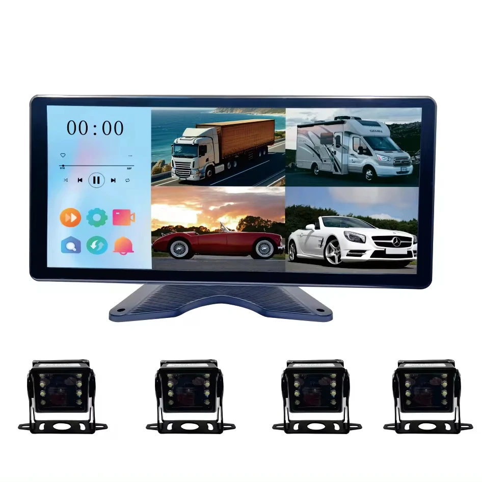 10.36 inch HD vehicle monitoring quad-view truck monitor bus camera system passenger cars reversing image display screen