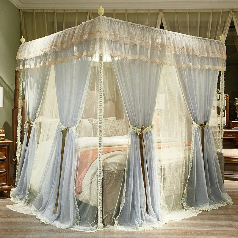 Nordic High Grade Luxury Romantic Lace Double Bed Encrypted Thick Double Landing Bedroom Mosquito Net