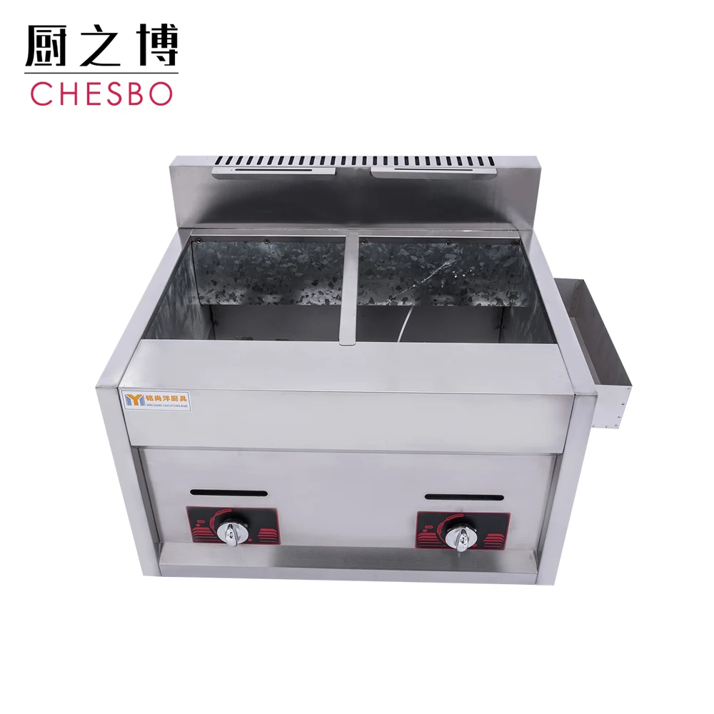10L+10L Double Tank Basket Commercial Stainless Steel Countertop Propane Gas Chip Fryer