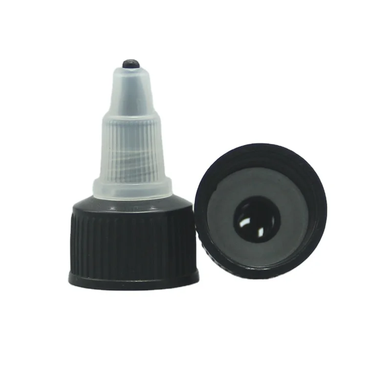 24mm Long Nozzle Black/White Plastic Twist Cap For Squeeze Bottle