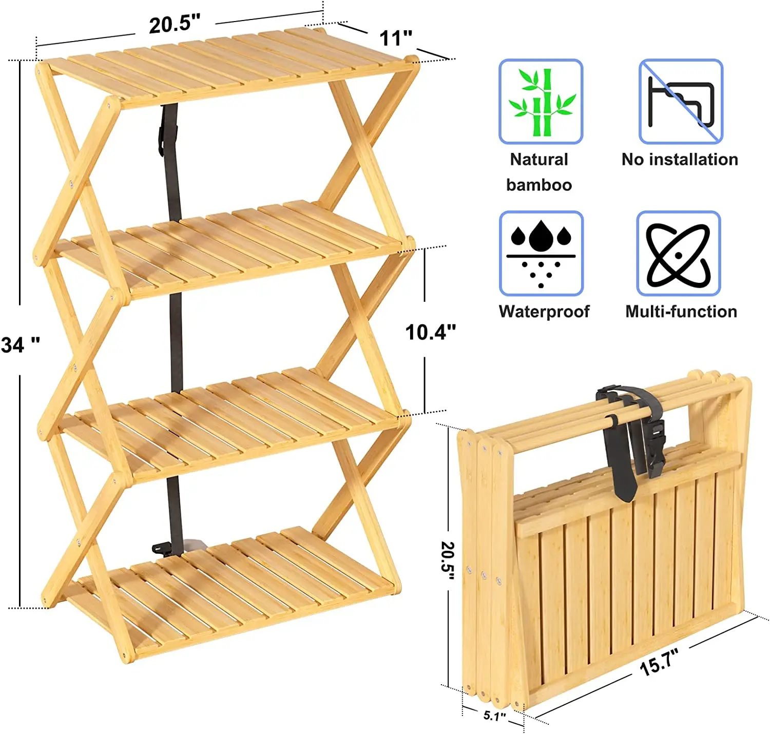 4 слоя складной открытый стол для пикника портативный Bamboo напольная полка приготовления пищи на воздухе кухня RV открытом принадлежности