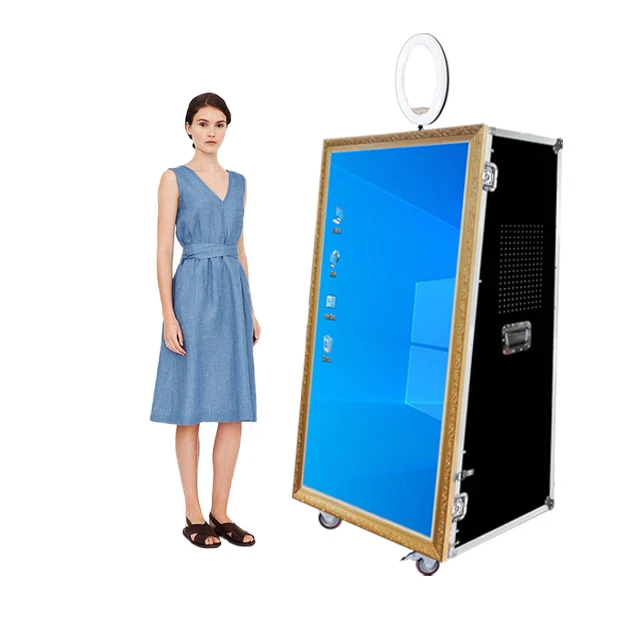 65 inches Augmented portable wedding vogue reality selfie magic mirror machine photo booth led frame enclosure