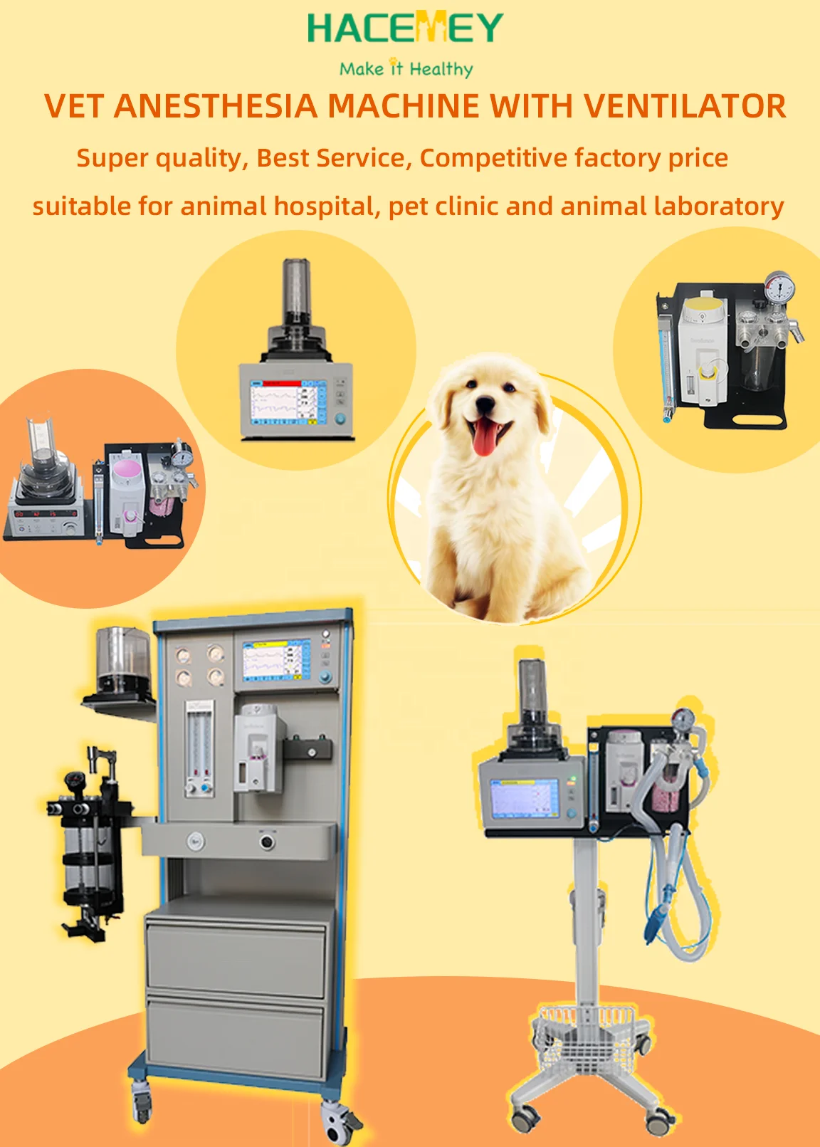 HACEMEY Veterinary Anesthesia Breathing Machine Pet Clinic Use Anesthesia System Portable Anesthesia Machine For Animal