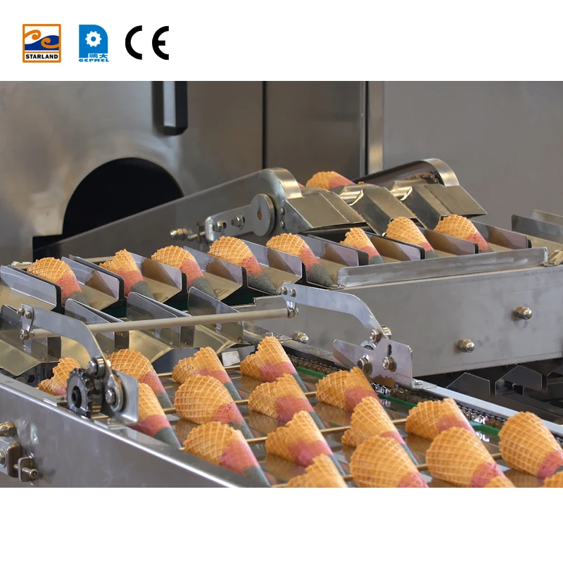 Guangzhou Factory Commercial Full Automatic Waffle Biscuit Gelato Baking Line Rolled Sugar Ice Cream Cone Making Machine