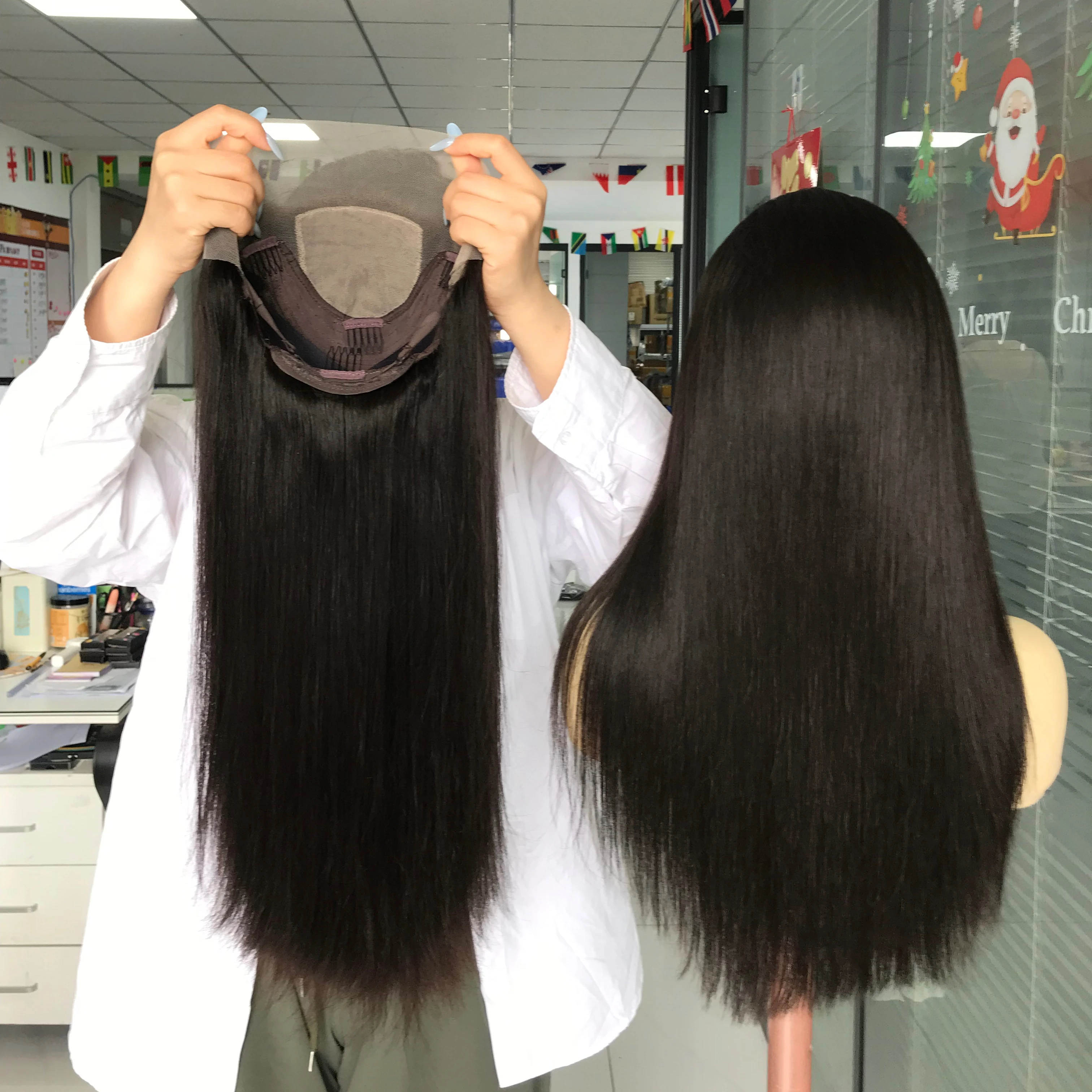 Lace Human Hairfrontal Silwigase Wig1 Piecehair Brazilian Hair Long Virgin Hair Straight Lace Front Wigs Natural Black 1 Piece