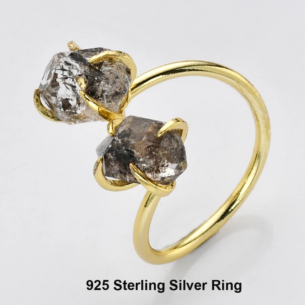 18K Gold Plated 925 Sterling Silver Natural Quartz Herkimer Crystal Necklace Healing Stones