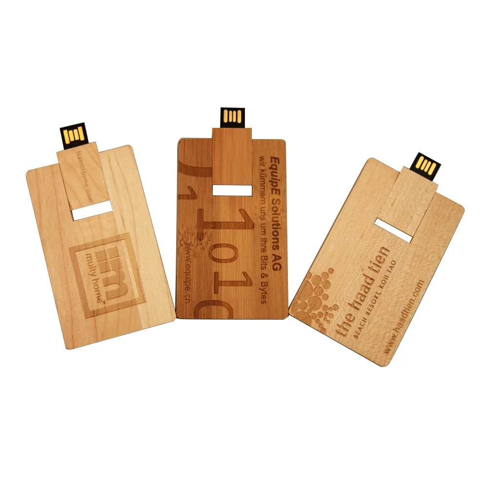 Wooden Card USB Flash Drive 2.0 1GB 2GB Wedding Gift Pen Drive USB 4GB 8GB Memory Stick 16GB 32GB Thumb Drive Laser Engraved