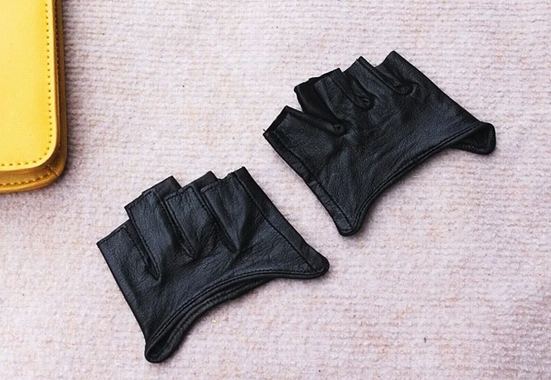 
Wholesale Women New Trendy Style Black 100% SheepLeather Evening party 4 finger Gloves For Size S M L XL 2XL 