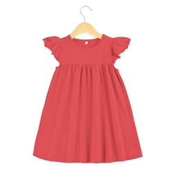 Новинка 2022, летняя эксклюзивная детская одежда, хлопковое детское платье, Однотонная юбка на бретелях, платья для девочек